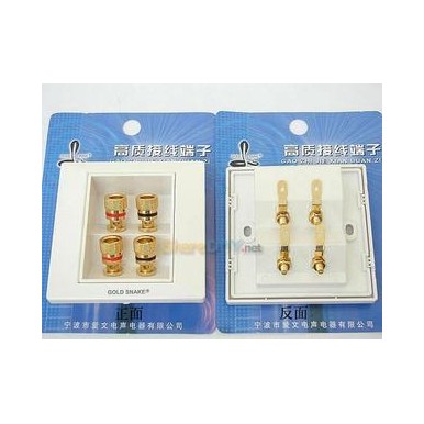 GOLD SNAKE 4位鍍金墻插式音箱/喇叭接線盒