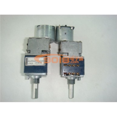 日本 ALPS 27型塑殼帶馬達電位器 雙20K 半圓柄