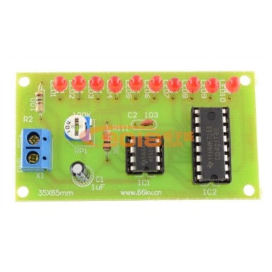 CD4017數字LED流水燈電路電子制作套件/散件含電池盒(NE555數字電路應用)