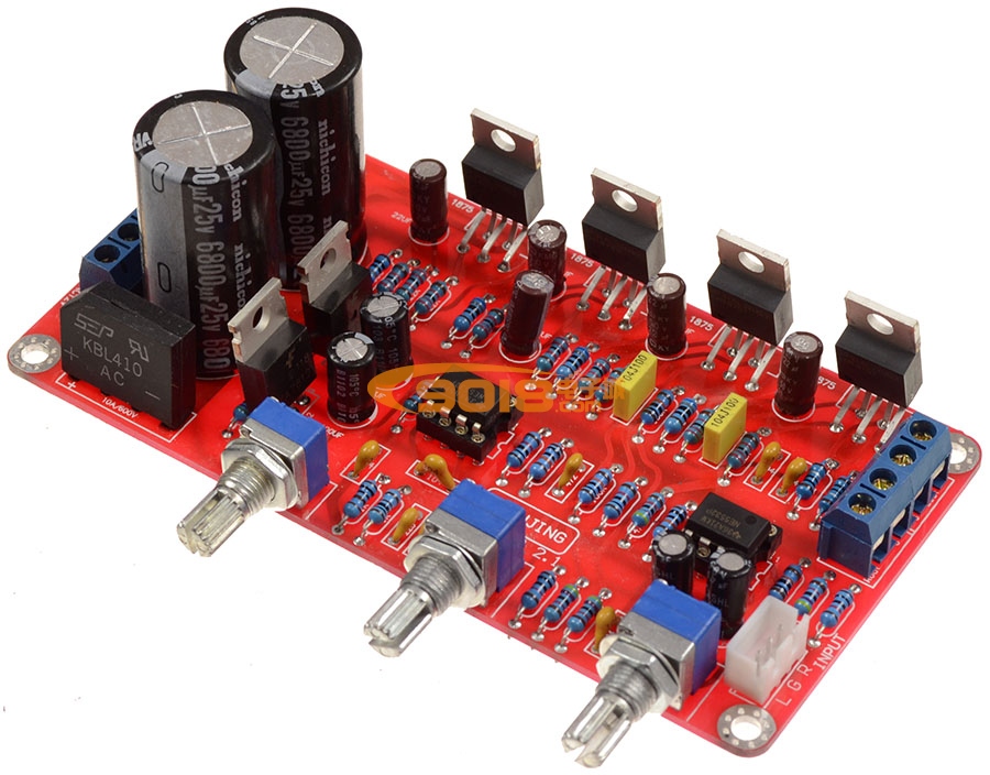 LM1875+NE5532 2.1聲道低音炮高保真發(fā)燒功放板（成品板 25WX2+50W超低音）
