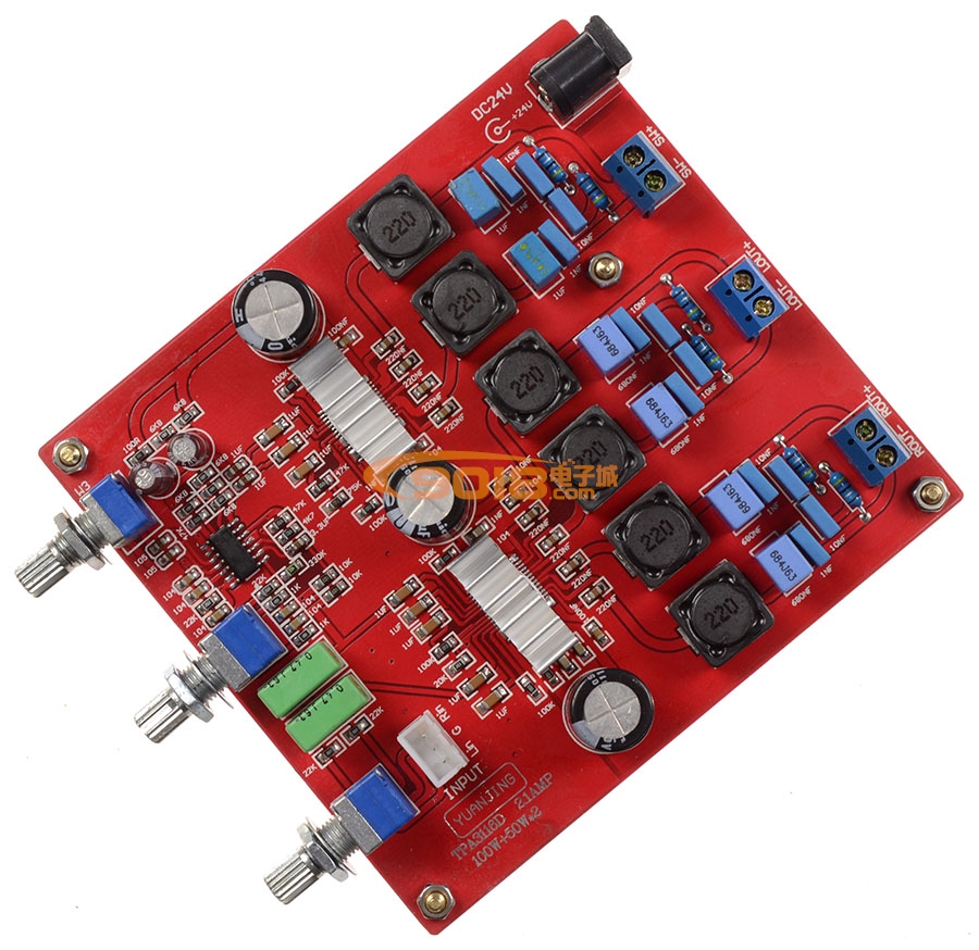 TPA3116 2.1三聲道高保真HI-FI低音炮數字功放板（100W+50+50W)