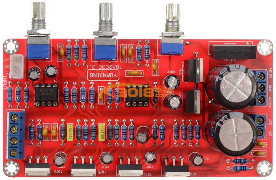 LM1875+NE5532 2.1聲道低音炮高保真發(fā)燒功放板（成品板 25WX2+50W超低音）