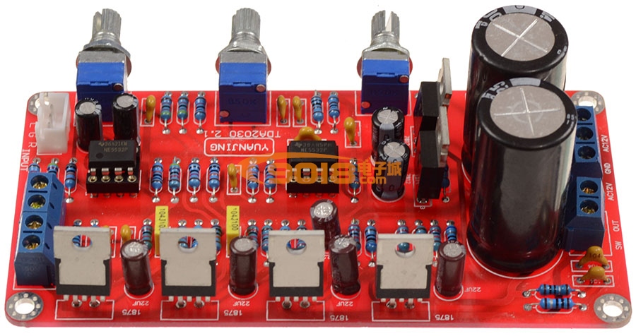 LM1875+NE5532 2.1聲道低音炮高保真發(fā)燒功放板（成品板 25WX2+50W超低音）