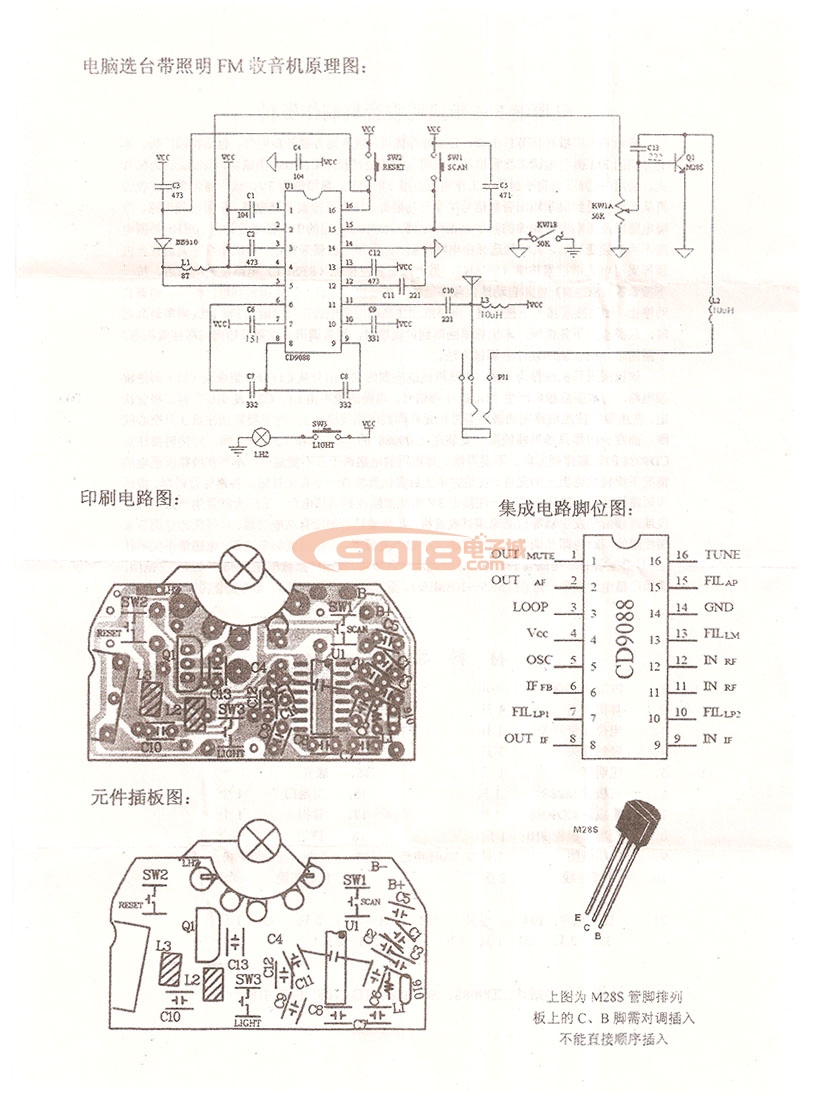 外觀精美超小型電調(diào)諧調(diào)頻收音機(jī)套件(調(diào)頻單聲道接收機(jī)套件/電子制作套件)