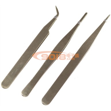 不銹鋼電子鑷子/鉗子/夾子 三件套/三支裝 (尖頭/圓頭/彎頭)