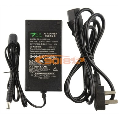 AC220V轉(zhuǎn)直流DC24V/2A開關(guān)電源適配器 電子變壓器 5.5MM插頭