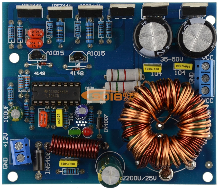 180W汽車功放升壓開關電源板（單DC12V轉正負±10~35V輸出 可調壓）