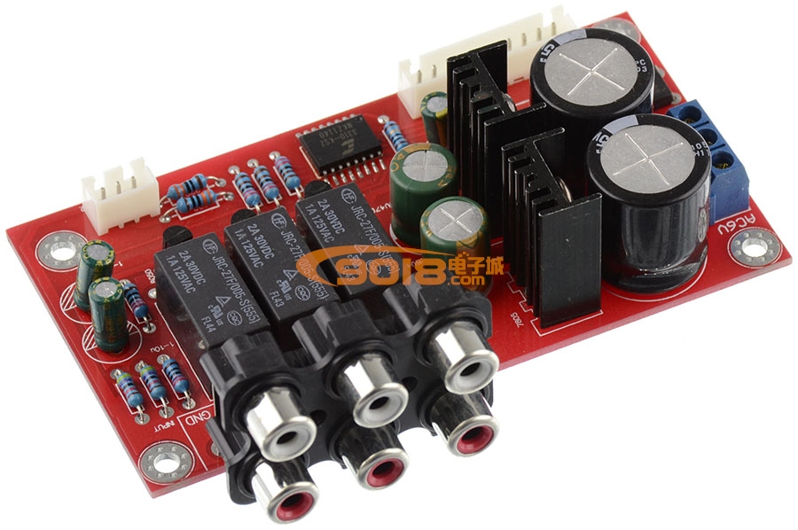 CS3310電子音量控制前級放大成品板 三路音頻切換 帶遙控器、LCD顯示面板