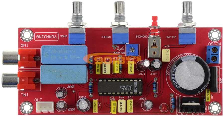 LM1036N直流控制發燒功放前級音調板 成品板（紅色板）