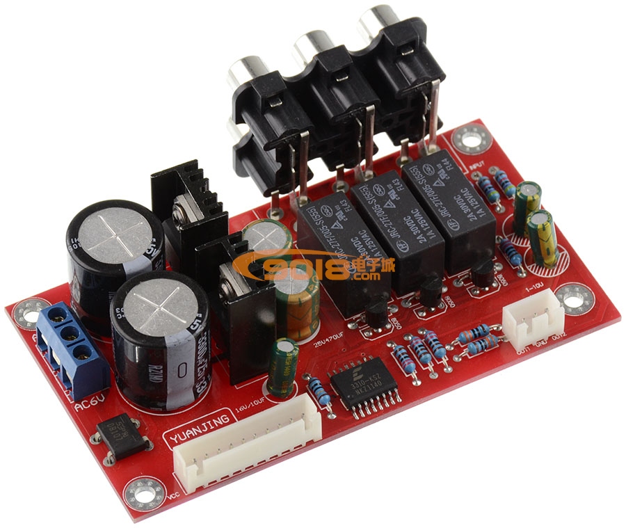 CS3310電子音量控制前級放大成品板 三路音頻切換 帶遙控器、LCD顯示面板