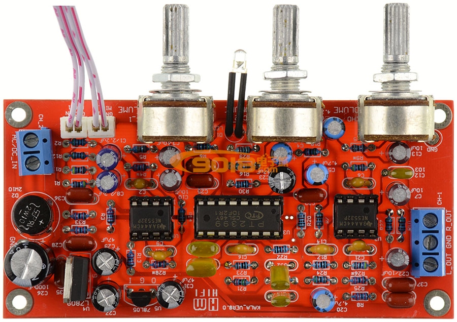 卡拉OK板 話放音效板PT2399 NE5532前級麥克風信號放大板 成品板