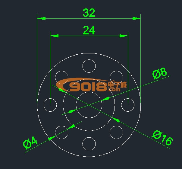 精密鋁合金法蘭聯軸器 轉軸嵌合聯動器 輪轂法蘭盤F32MM*外徑16MM*內徑8MM