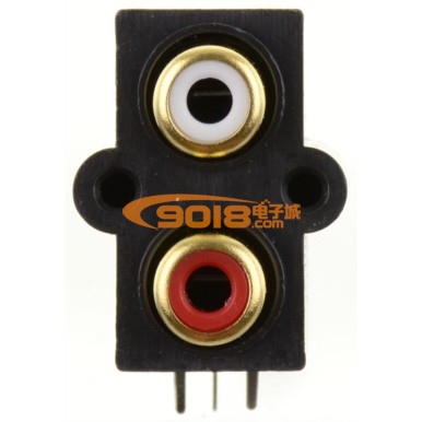 密封型2位3腳RCA蓮花插座 鍍金 AV功放機箱配件 同心孔距14MM