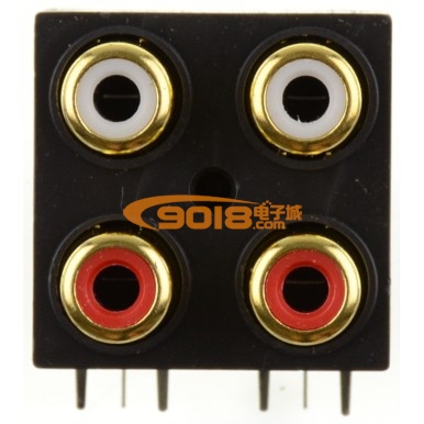 密封型4位6腳RCA蓮花插座 鍍金 AV功放機箱配件 同心孔距14MM