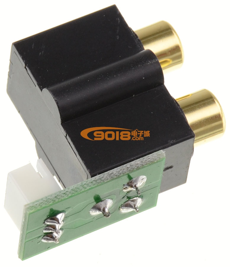 密封型2位3腳RCA蓮花插座 鍍金 AV功放機箱配件 同心孔距14MM