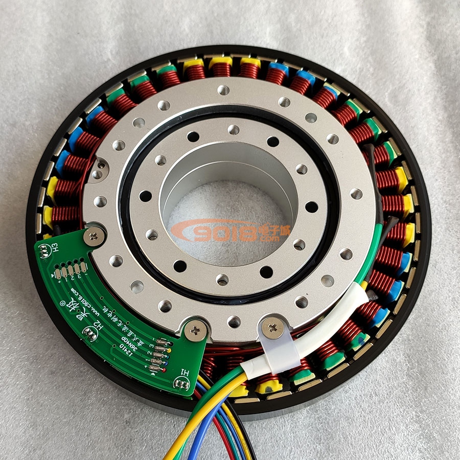 昊極12410/600W空心軸永磁直流無刷電機馬達 低速力矩型 盤式超薄扁平 多極 有感帶霍爾