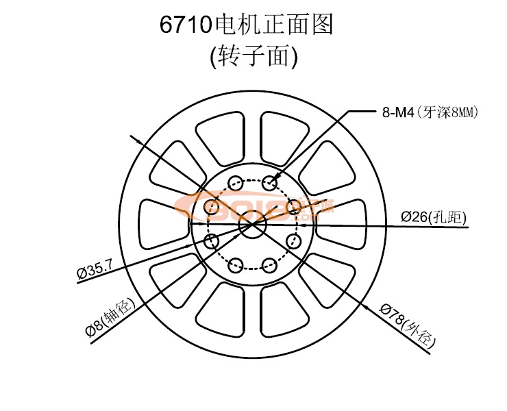 昊極6710/0.8Nm盤式永磁三相直流無刷電機/馬達 有感帶霍爾 全金屬版